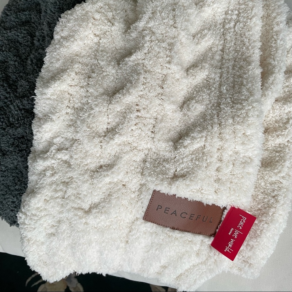 Peace Love World Color-Blocked Throw Blanket